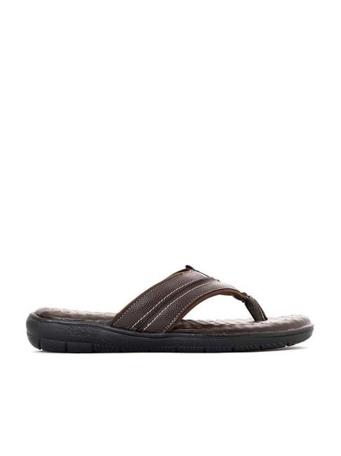 khadim men's brown flip flops