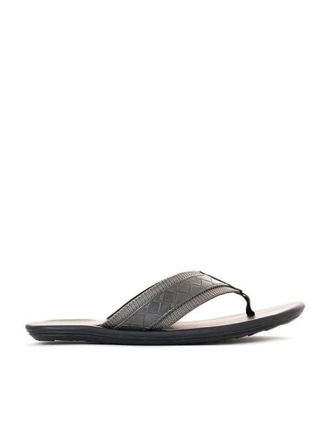 khadim men's grey flip flops