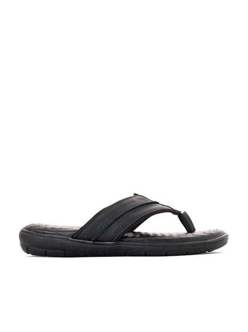 khadim men's black flip flops