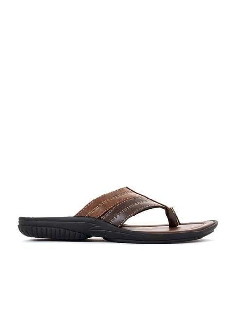 khadim men's brown flip flops