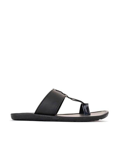 khadim men's black toe ring sandals