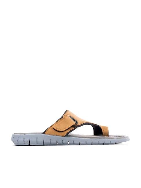 khadim men's tan toe ring sandals