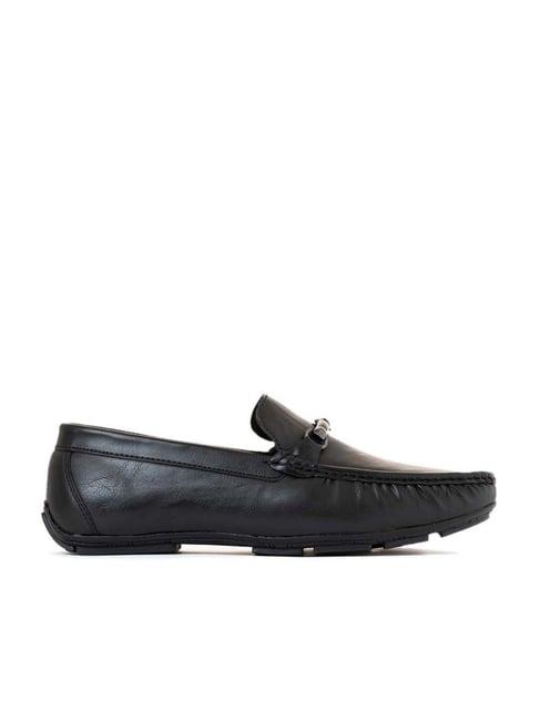 khadim men's black casual loafers