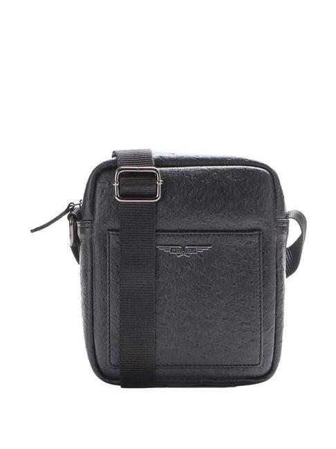 police black textured medium cross body bag