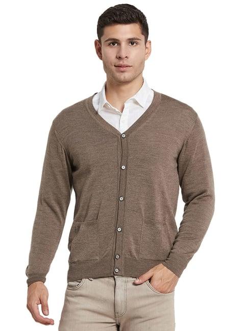 monte carlo light brown regular fit cashmere wool cardigan