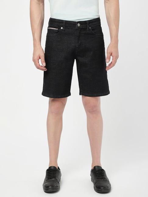 passion black regular fit denim shorts