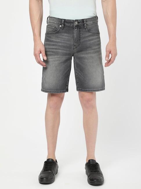 passion grey regular fit denim shorts