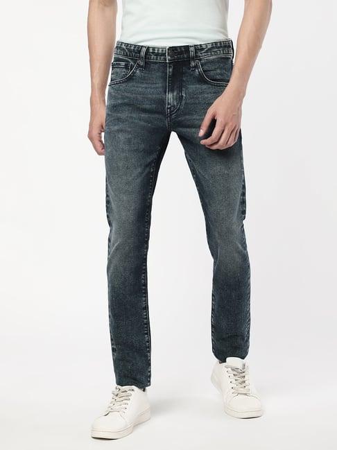 passion dark blue slim fit heavily washed jeans