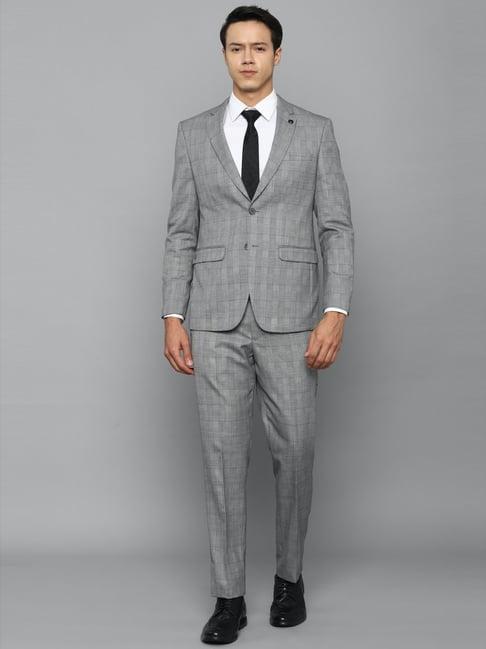 allen solly grey slim fit checks two piece suit