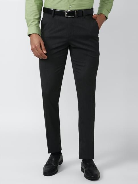 peter england grey slim fit trousers