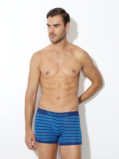 vh innerwear blue regular fit striped trunks