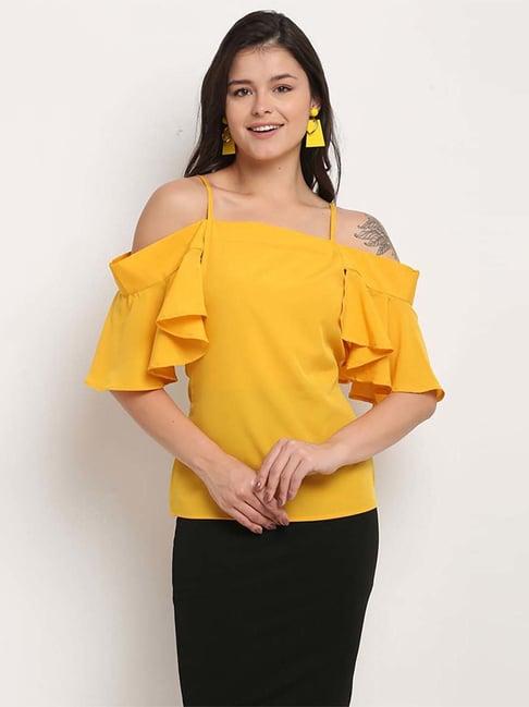 rajnandini yellow off shoulder top