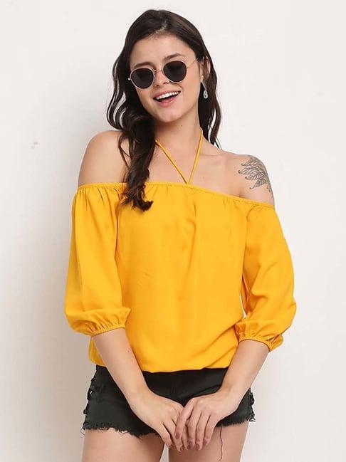 rajnandini yellow off shoulder top