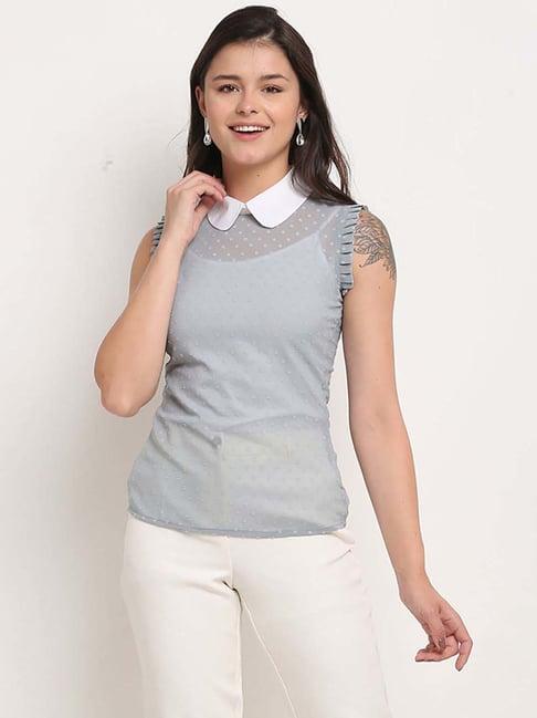 rajnandini grey self pattern top