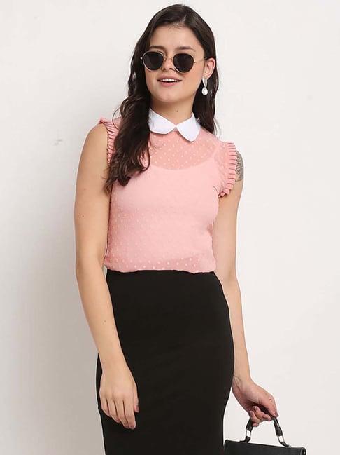 rajnandini pink self pattern top