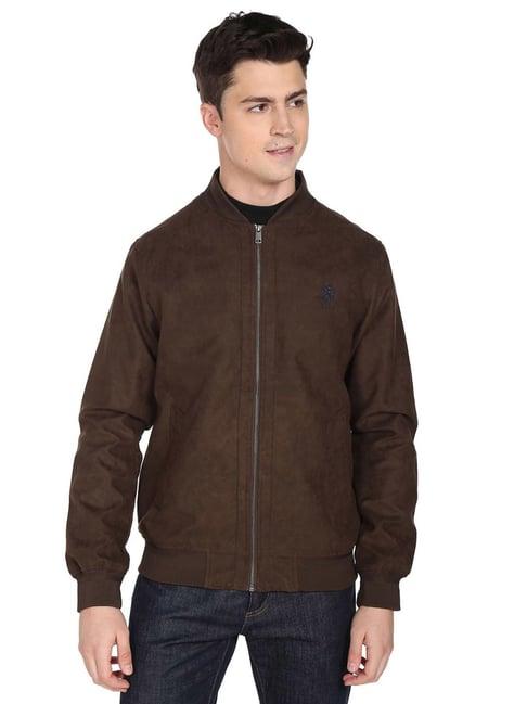 u.s. polo assn. dark brown regular fit bomber jackets