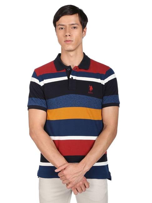 u.s. polo assn. multi cotton regular fit striped polo t-shirt