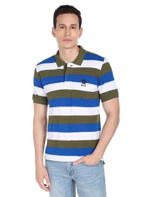 u.s. polo assn. multi cotton regular fit striped polo t-shirt