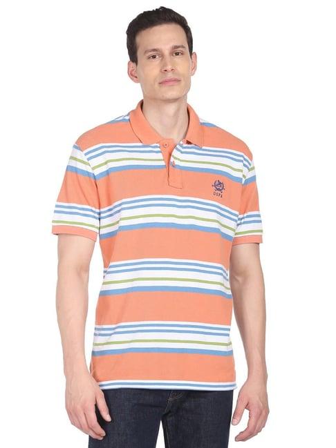 u.s. polo assn. multi cotton regular fit striped polo t-shirt