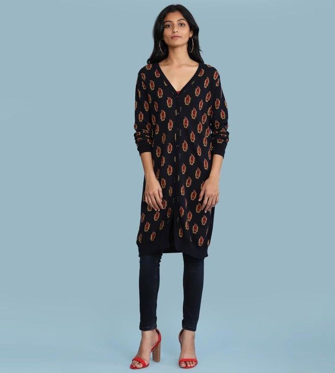 aarke ritu kumar v neck full sleeve printed sweater