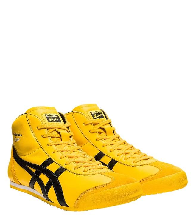 onitsuka tiger men's mexico mid runner tai-chi yellow & black sneakers