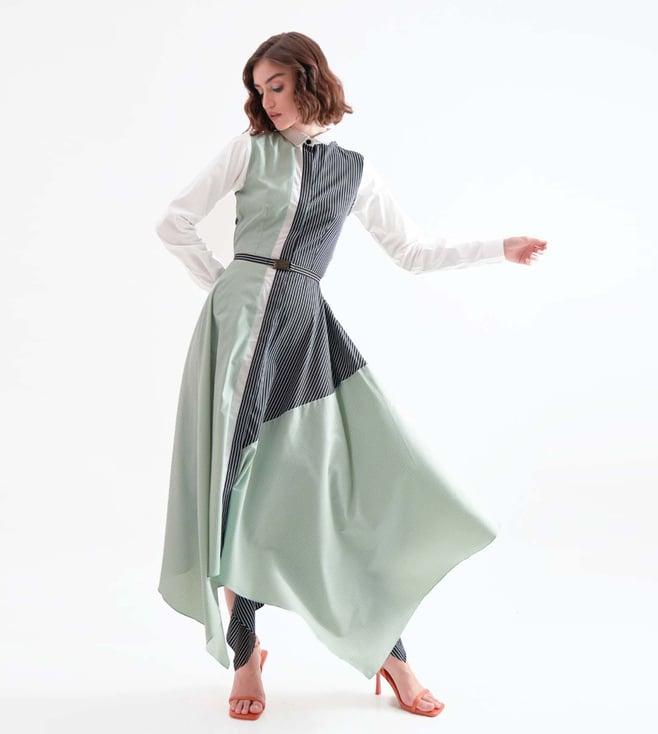 notebook sea green & black ester shirt dress