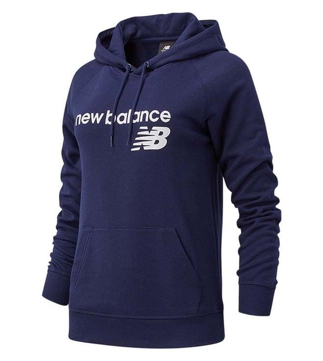 new balance solid women navy blue regular fit wt03801 sweatshirt