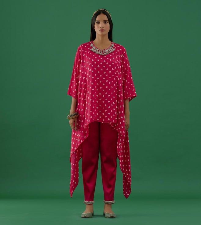 5 elements by radhika gupta pink satin lycra ghungroo pants