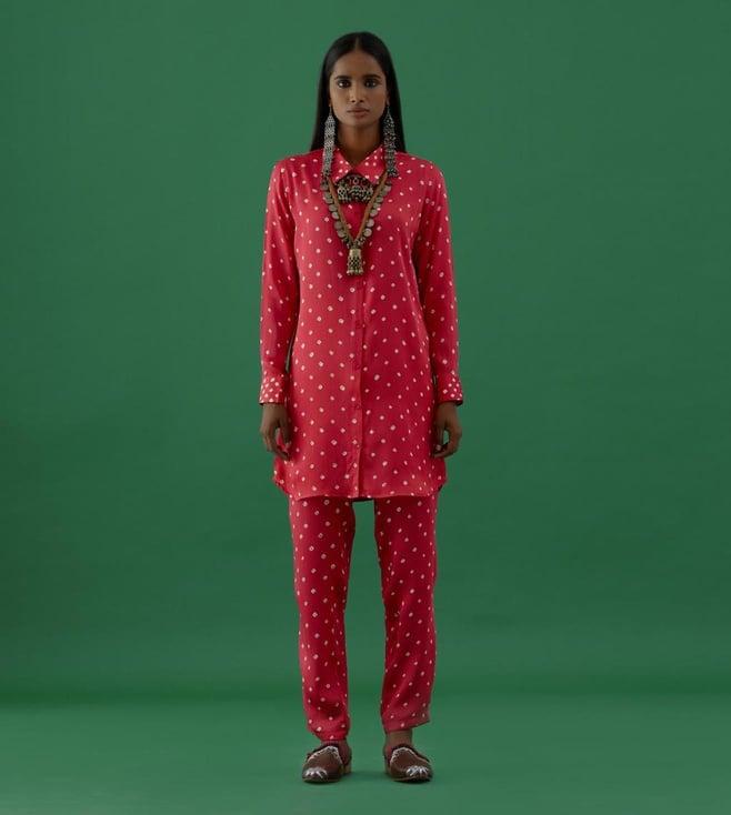 5 elements by radhika gupta pink bhandhej modal satun pants