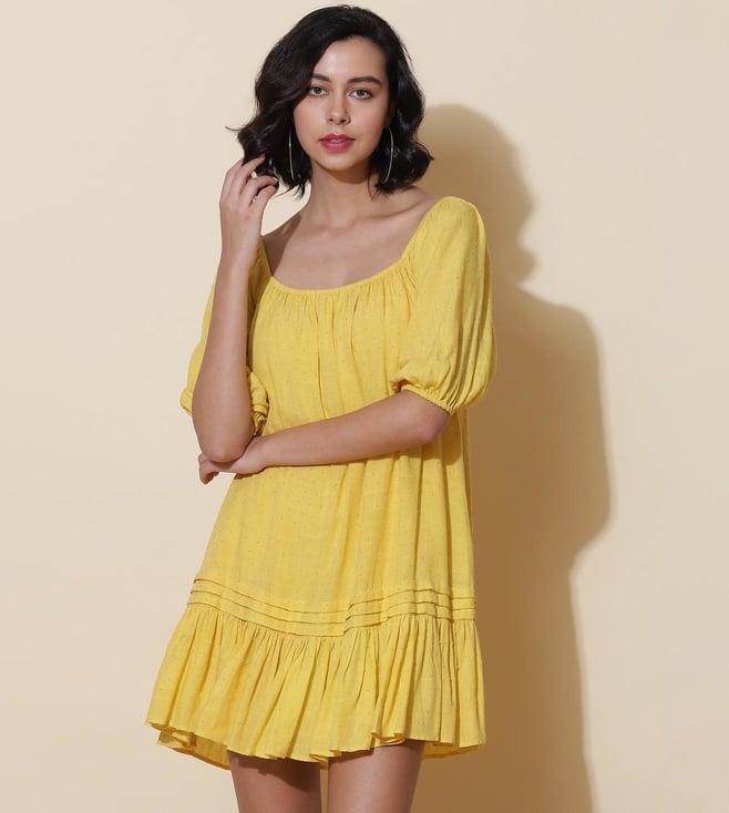 label ritu kumar yellow solid short dress