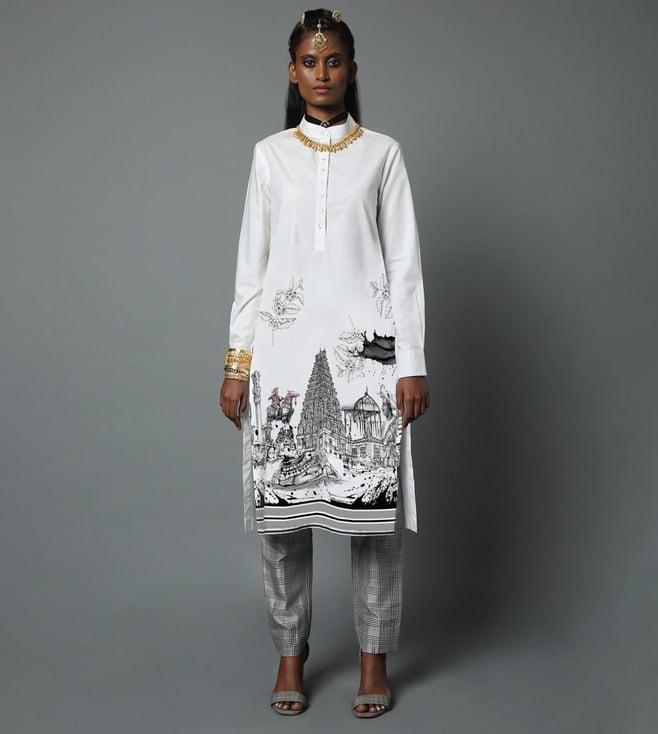 house of three line art kurta - karnataka