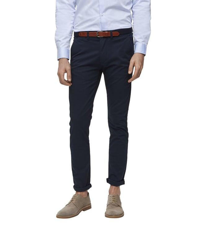 selected homme slim dark sapphire mid rise chinos