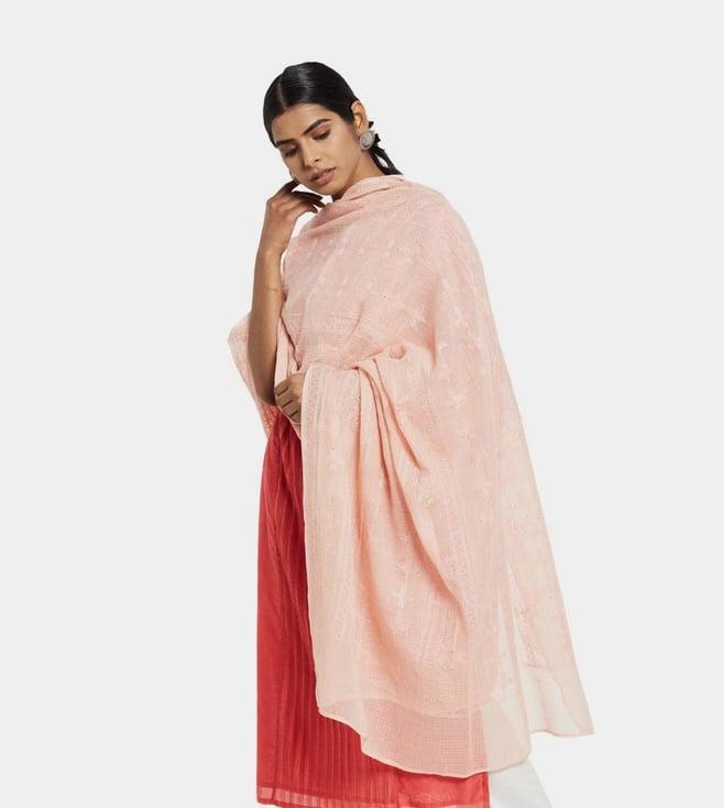 fabindia cotton silk chikankari dupatta