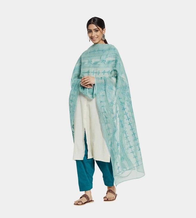 fabindia cotton silk chikankari dupatta