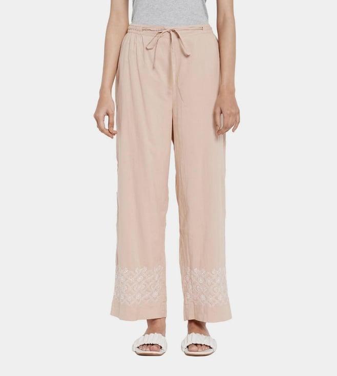 fabindia cotton chikankari casual pant