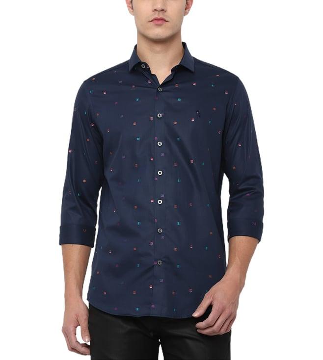 simon carter london navy printed slim fit shirt