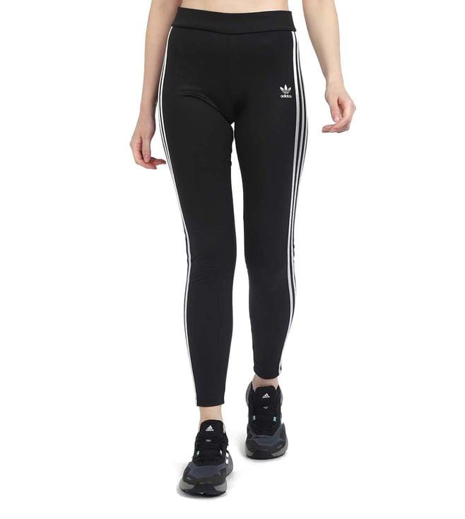 adidas originals black stripes fitted tights