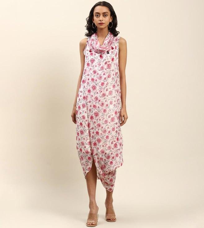 aarke ritu kumar white printed dress with camisole