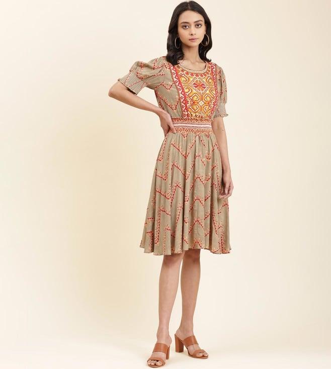 aarke ritu kumar olive printed dress