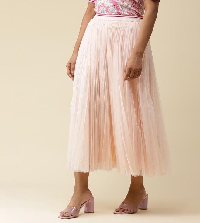 label ritu kumar pale pink knitted pleated skirt