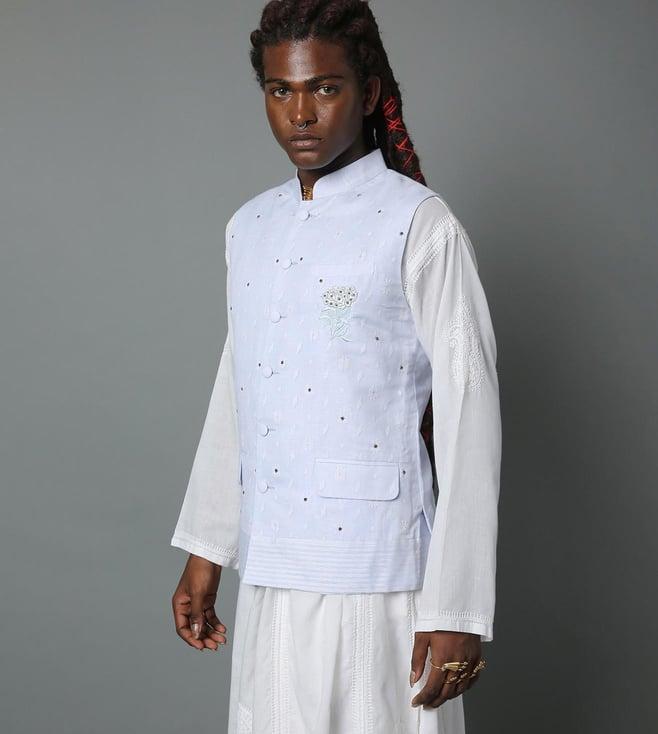 house of three jamdani bundi - light blue