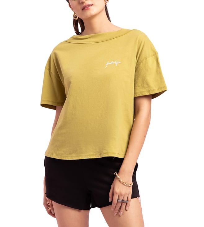 kendall + kylie elia green loose fit t-shirt