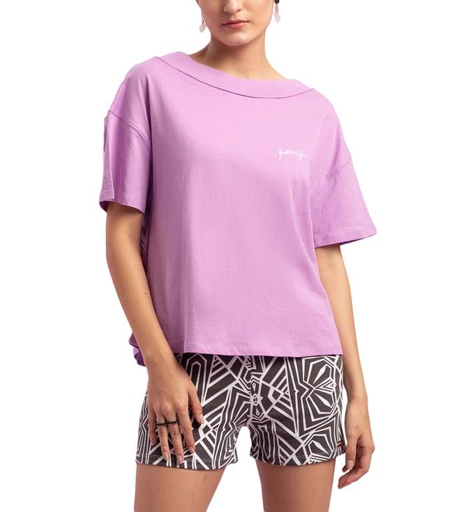 kendall + kylie lilac loose fit t-shirt