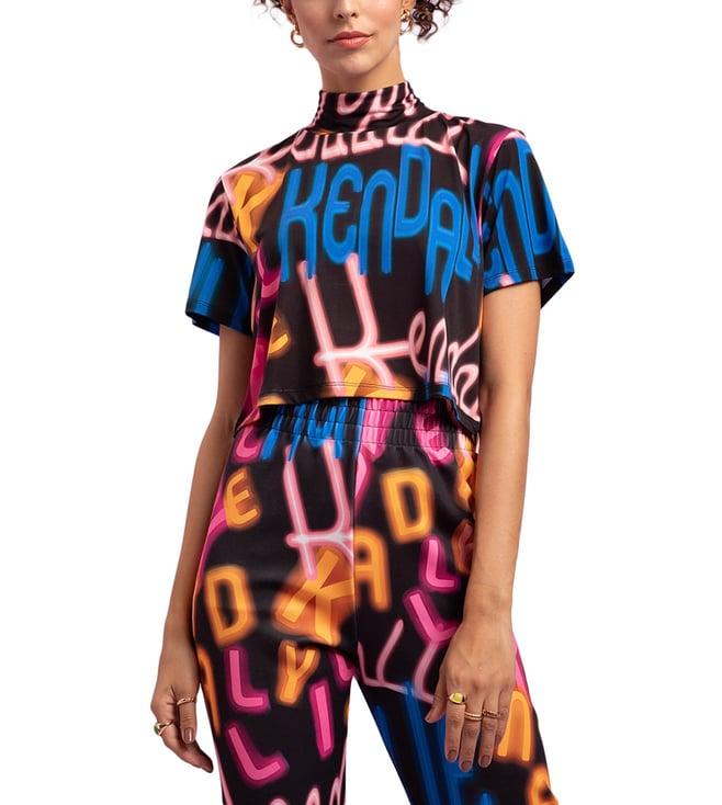 kendall + kylie psycho print logo loose fit t-shirt