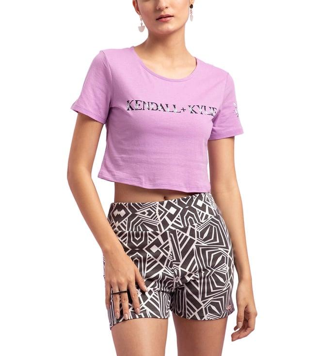 kendall + kylie lilac logo slim fit t-shirt