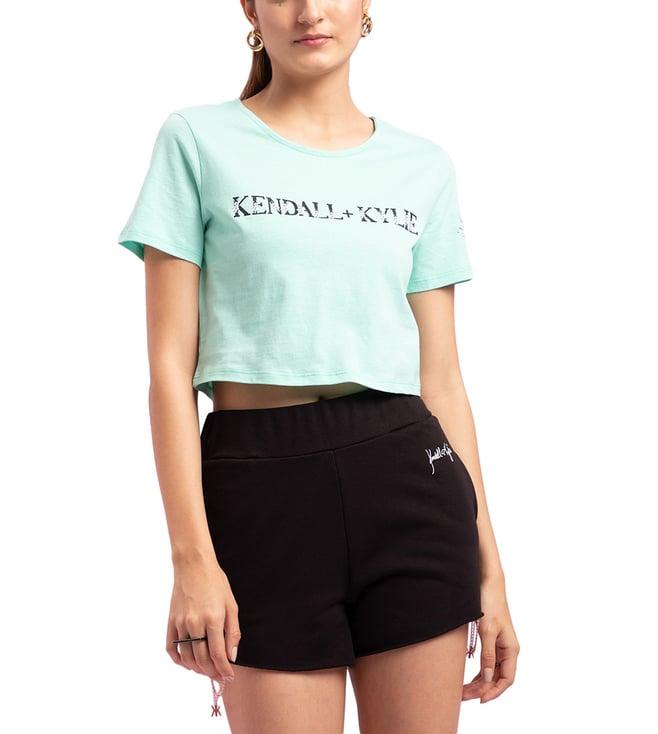 kendall + kylie pistachio green logo slim fit t-shirt