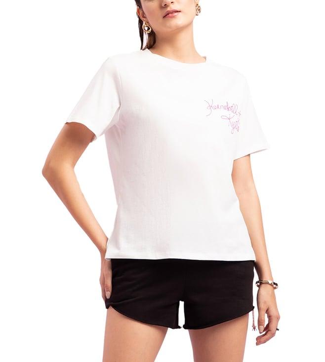 kendall + kylie off white slim fit t-shirt