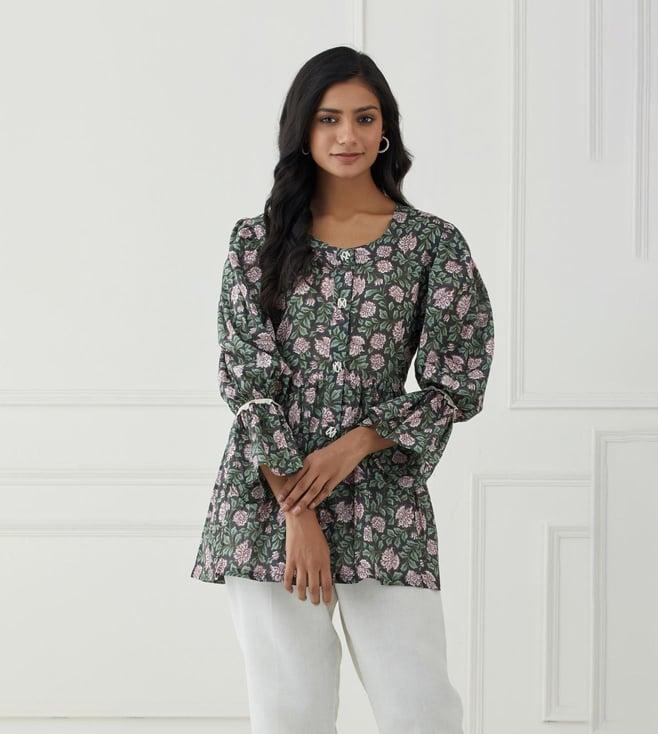 makaan.51 meraki iris floral handblock printed top