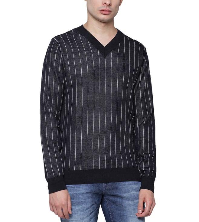 antony morato black striped regular fit sweater