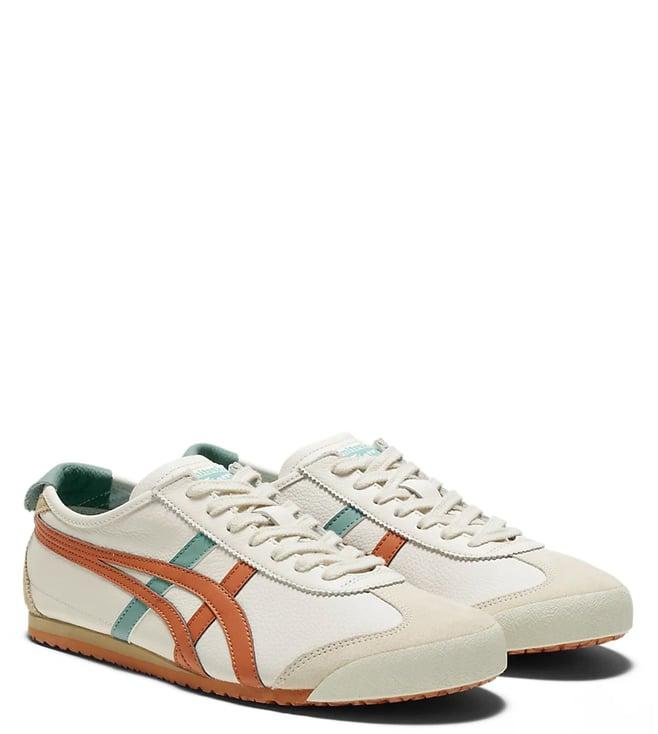 onitsuka tiger unisex mexico 66 cream & piquant orange sneakers